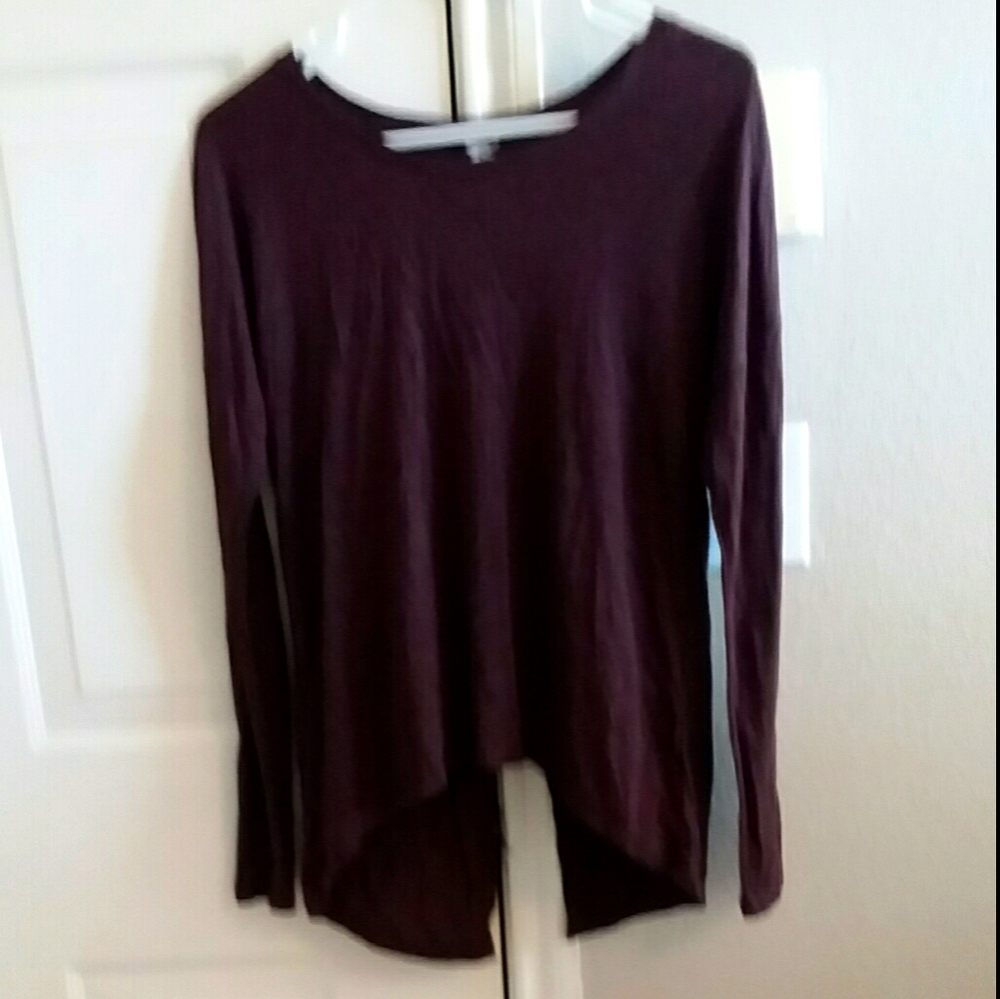 QT Women Soft Long Sleeve Asymmetrical Top Plum Sm